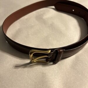 COACH Men's Brown Burnished Cowhide Belt 5950 Brass Buckle Size :‎ 40/100
